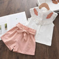 Bear Leader Conjunto de roupas para meninas 2023 Verão Novo Casual Infantil Bordado Sem Mangas Camisa + Shorts Conjunto Meninas Roupas de Bebê